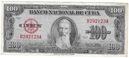 Kuba 100 Pesos 1954 stav F (B292123A)	
